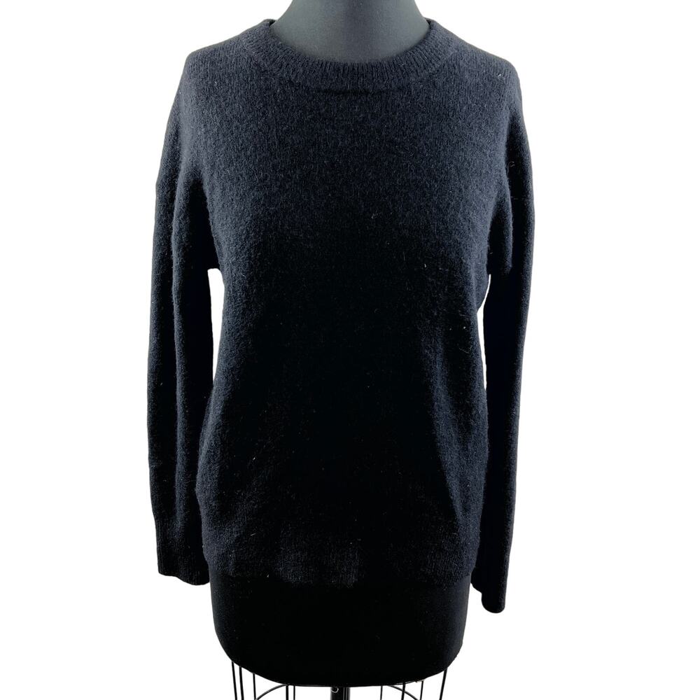 BABATON Sweater Black Nylon Stretch Cropped Crew Neck Knit Fleece Size 2XS